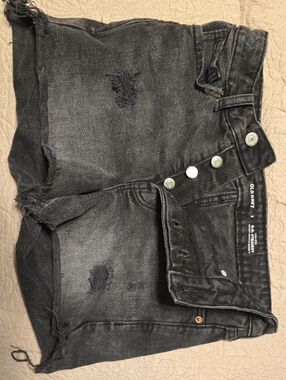 Old Navy Black Distressed High-Rise Denim Shorts